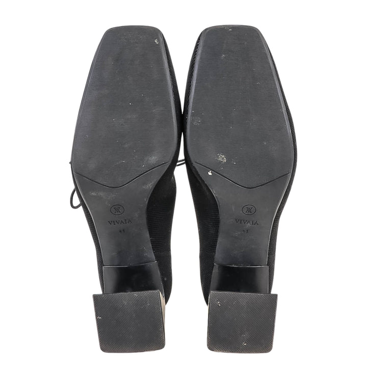 Vivaia Black Square-Toe Heeled Oxfords