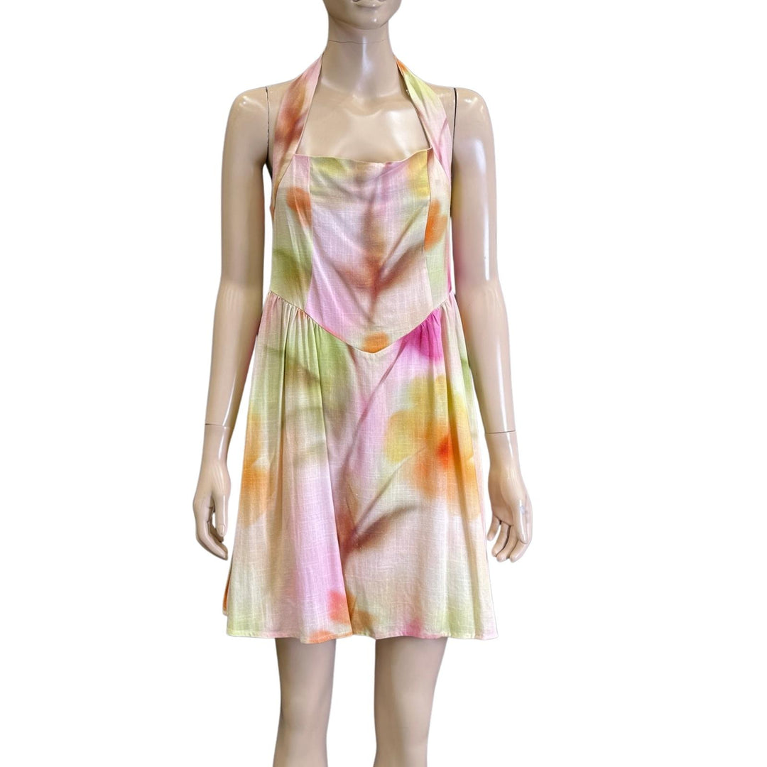 White Closet Mault Colour Halter Midi Dress