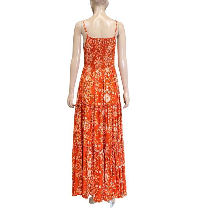 Ivory Bronze/Orange Floral Maxi Dress