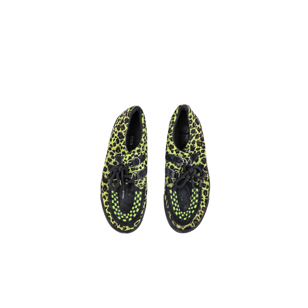 T.U.K Neon Green Cheetah Print Creeper Sneakers