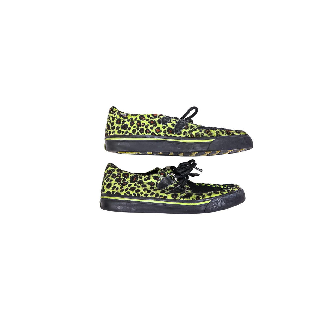 T.U.K Neon Green Cheetah Print Creeper Sneakers