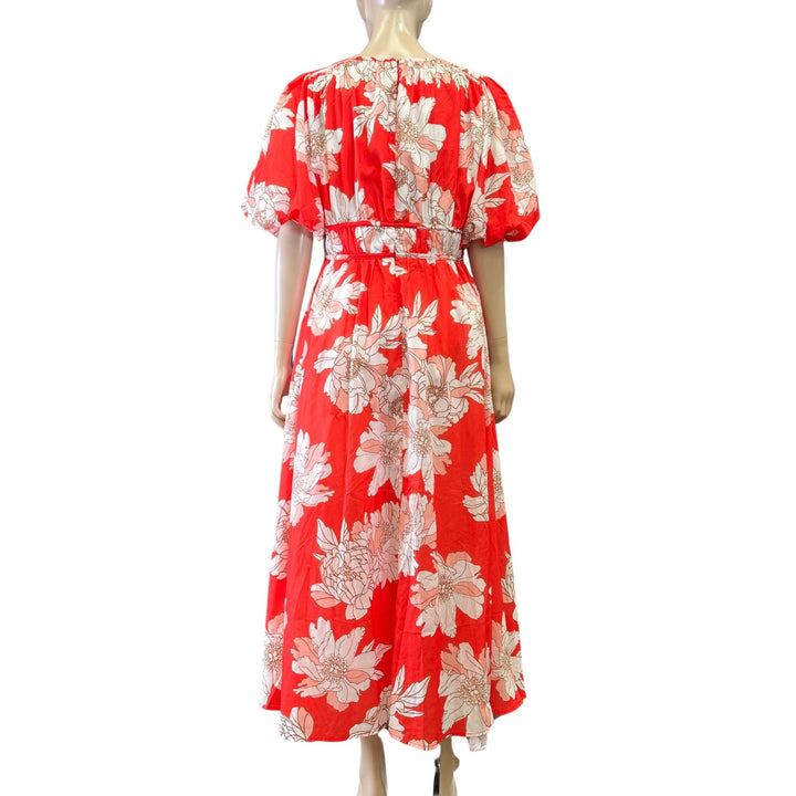Passion Fusion Red/Orange Floral Maxi Dress