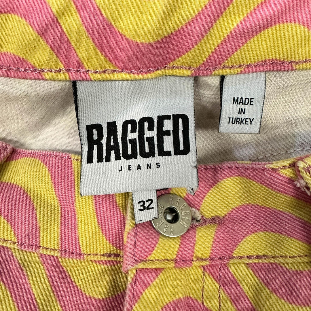 Ragged Pink/Yellow Print Jeans