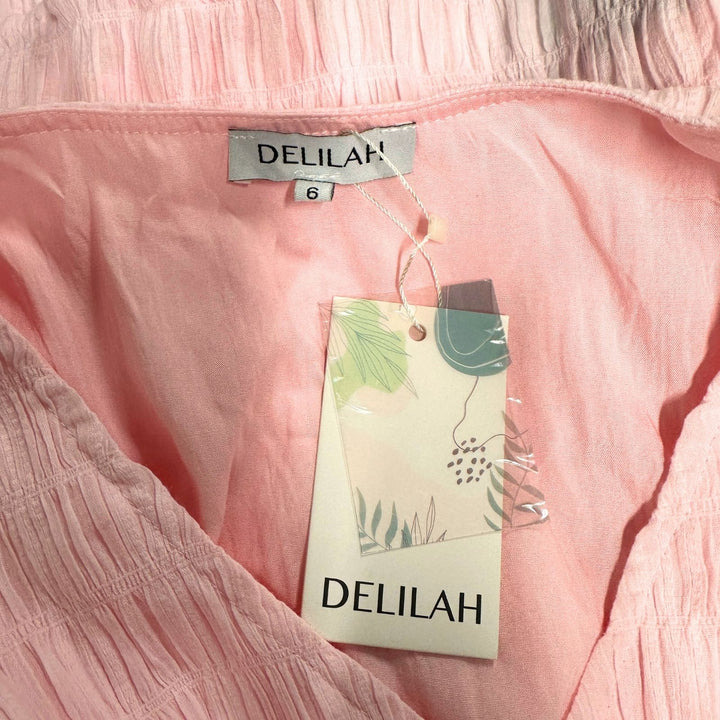 Delilah Pink Sleeve Button Up Maxi Dress