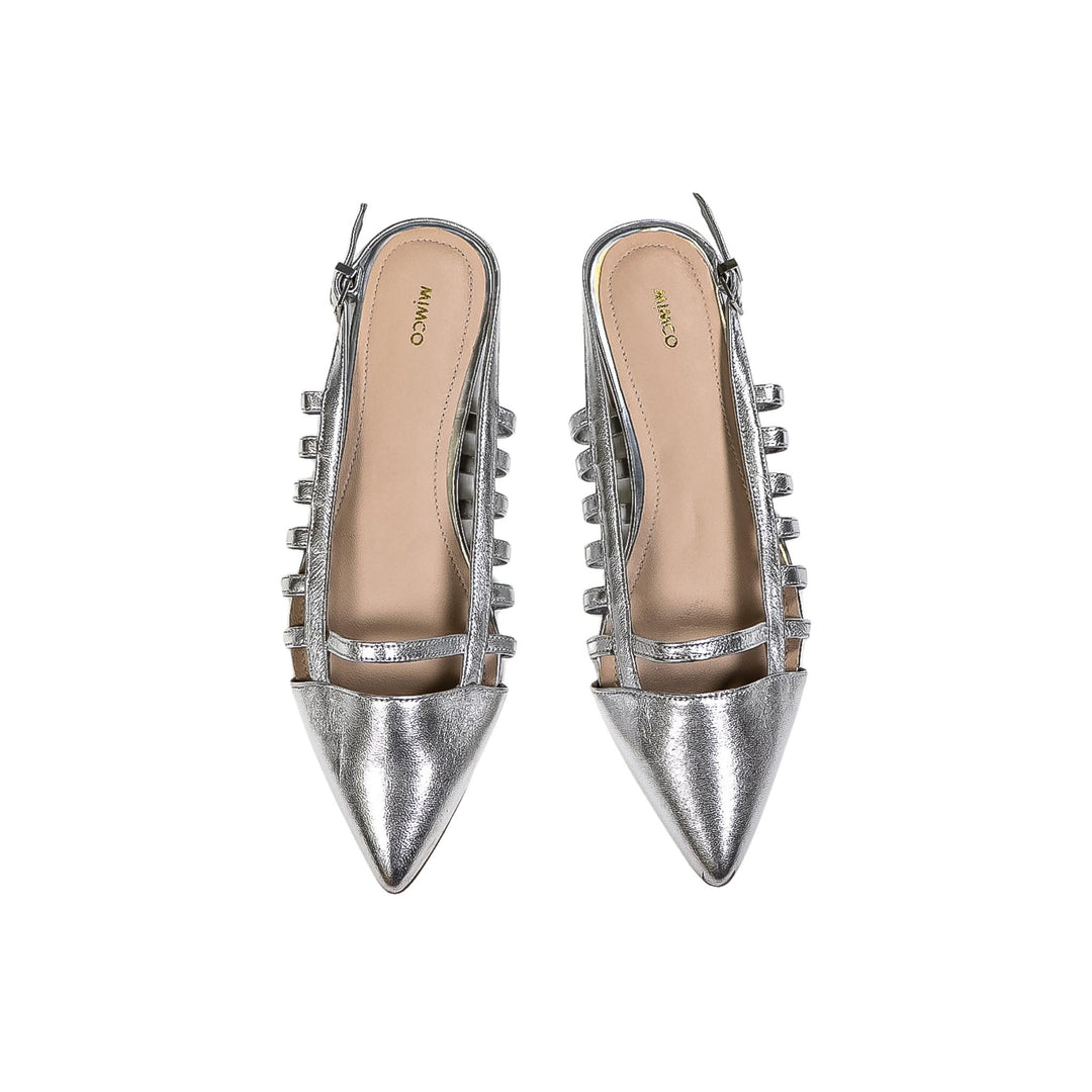 Mimco Silver Slingback Flats