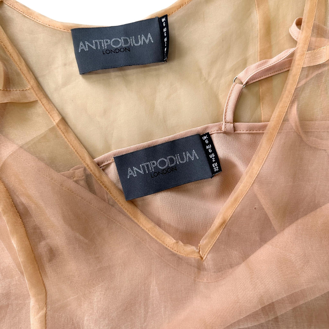 Antipodium Peach Silk Mini Dress