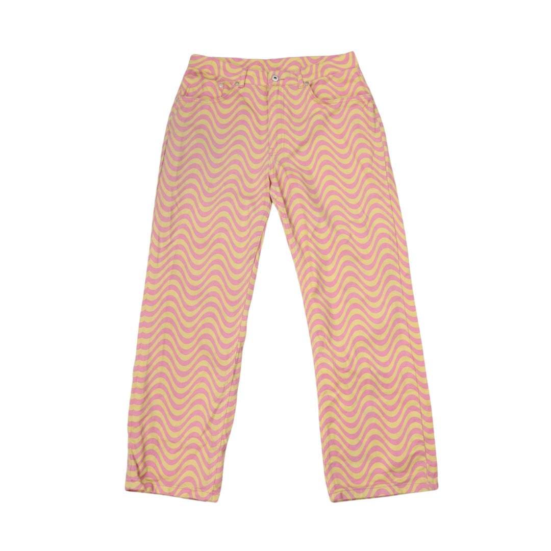 Ragged Pink/Yellow Print Jeans