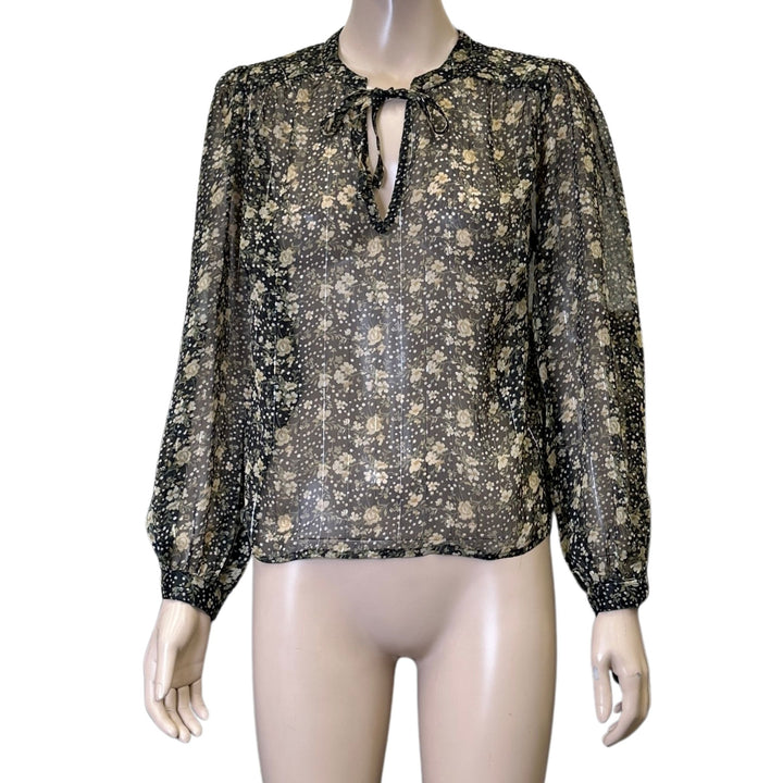 Liz Jordan Black Sheer Floral Shirt