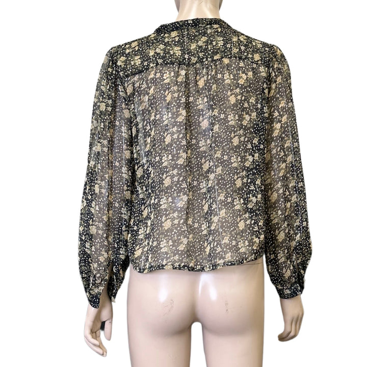 Liz Jordan Black Sheer Floral Shirt