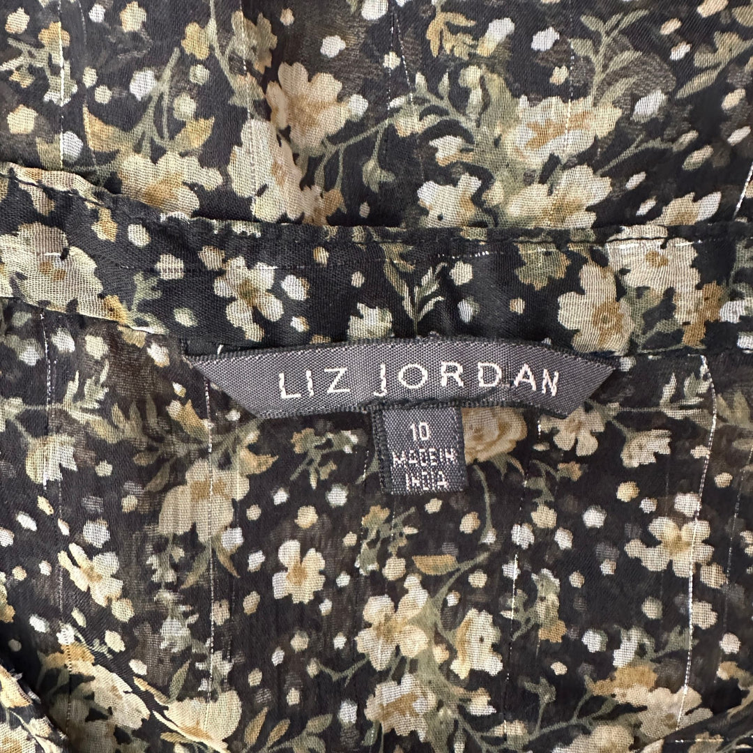 Liz Jordan Black Sheer Floral Shirt