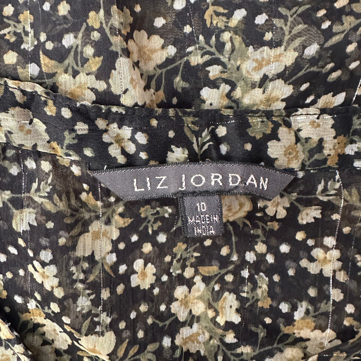 Liz Jordan Black Sheer Floral Shirt