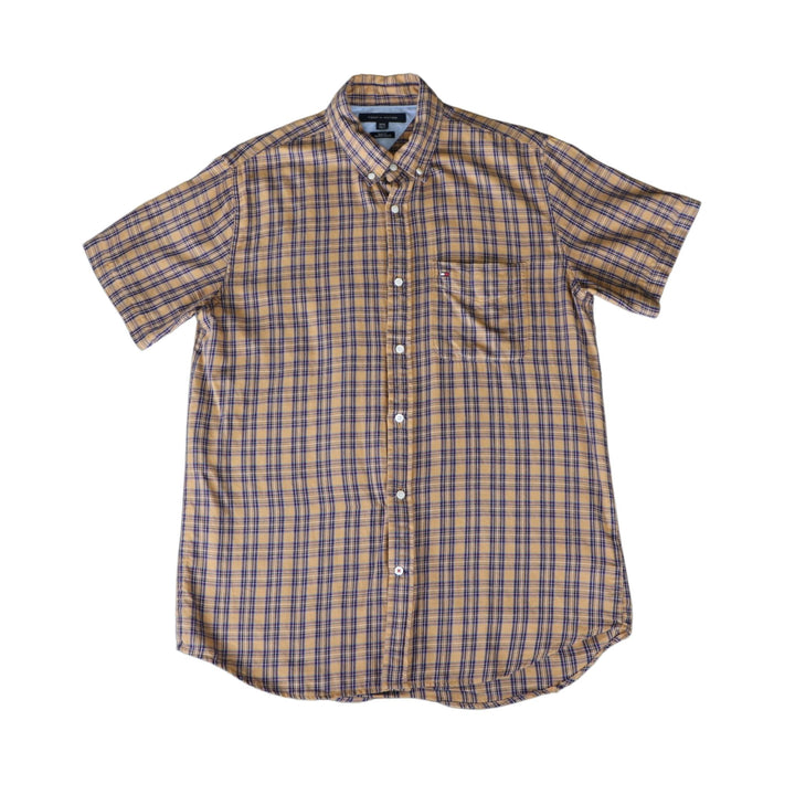 Tommy Hilfiger Brown/Blue Short Sleeve Plaid Shirt