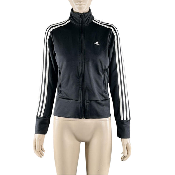 Adidas Black/White Striped Zip Up Jacket