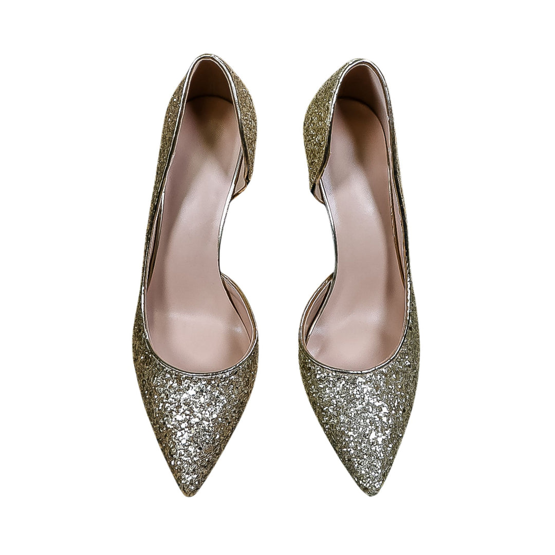 D'Orsay Gold Glitter Pumps