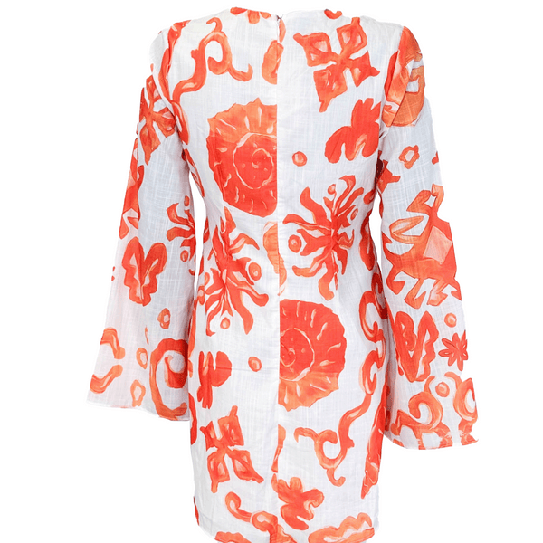 Hello Molly White/Orange Print Dress - Size L