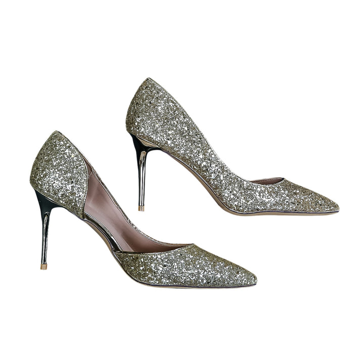 D'Orsay Gold Glitter Pumps