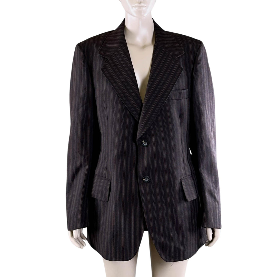 Vintage Dark Brown Striped Blazer