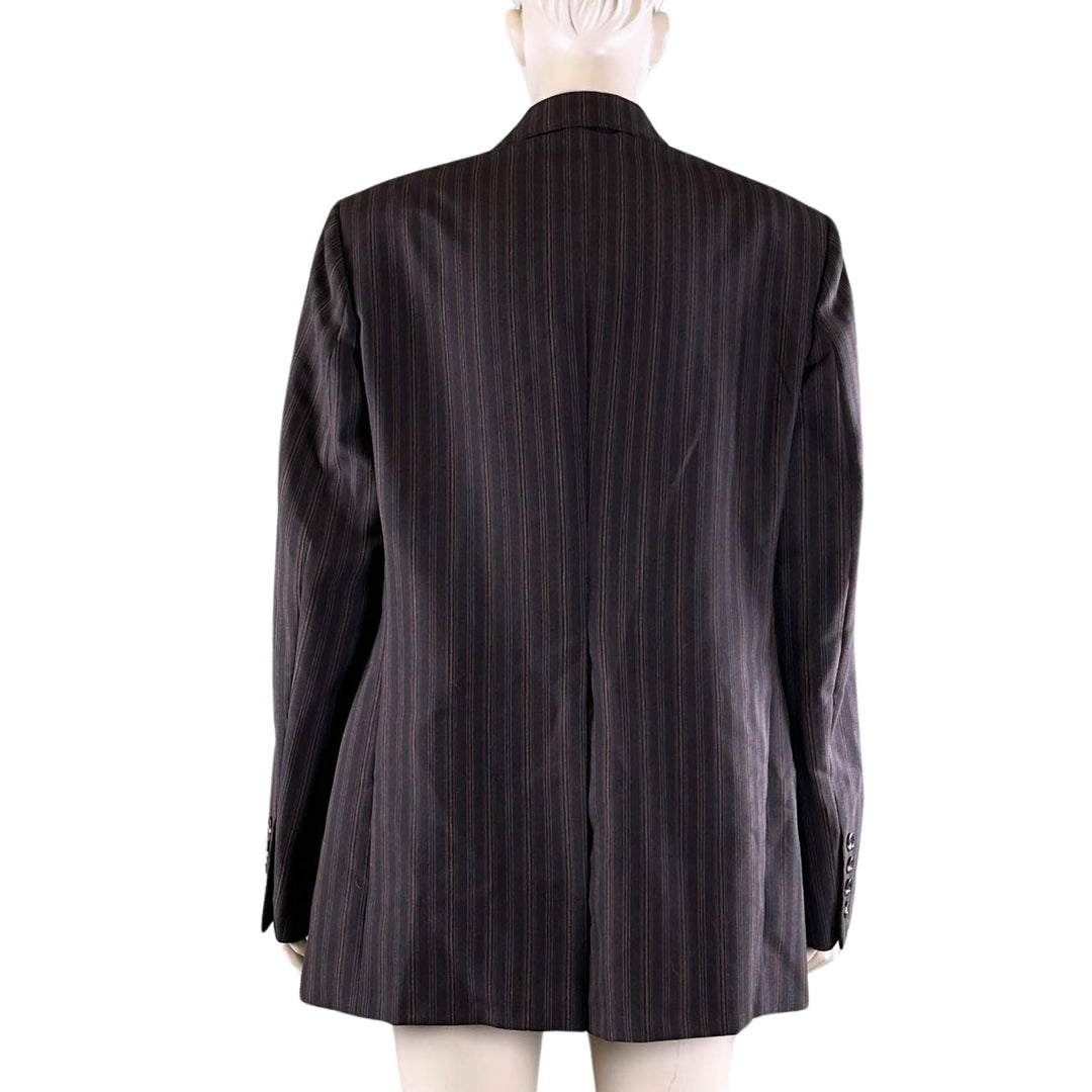 Vintage Dark Brown Striped Blazer