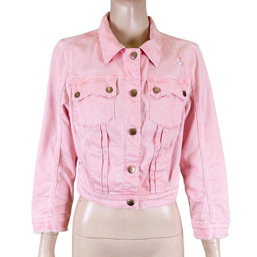 Guess Pink Cropped Denim Jacket