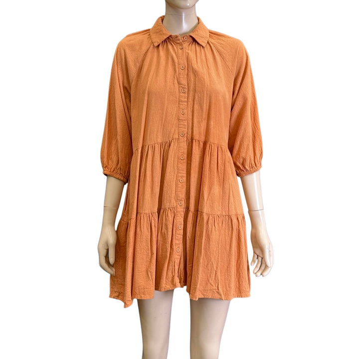 Ebby & I Brown Long Sleeve Mini Dress