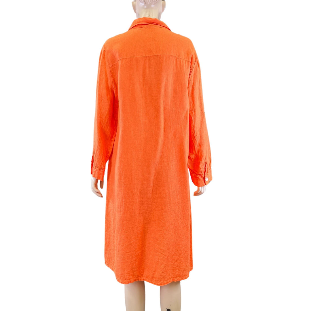 Ridley Orange Long Sleeve Button Dress