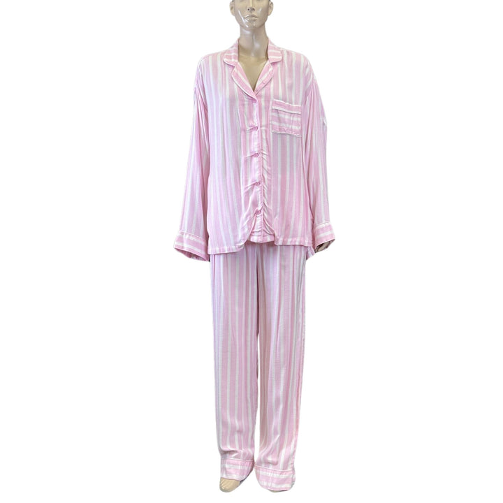 Peter Alexander White/Pink Stripe Pyjamas Set