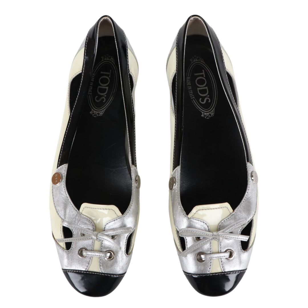 Tods White/Black Ballet Flats Shoes