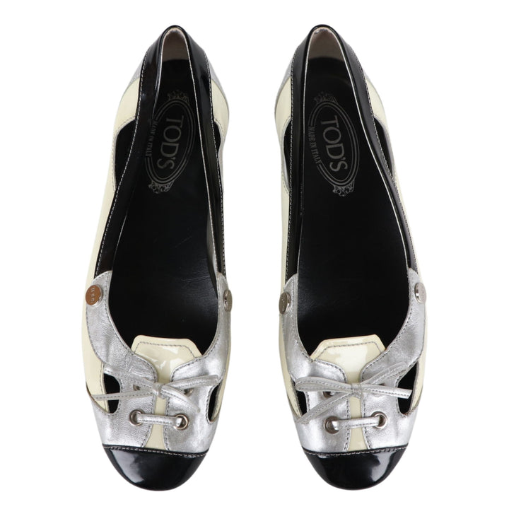 Tods White/Black Ballet Flats Shoes