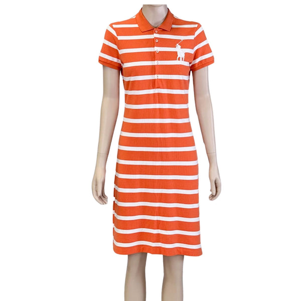 Ralph Lauren Sport Orange and White Stripe Dress - Size M