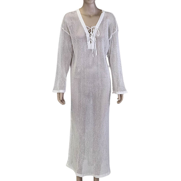 Seafolly White Maxi Knit Cover Up  - Size S