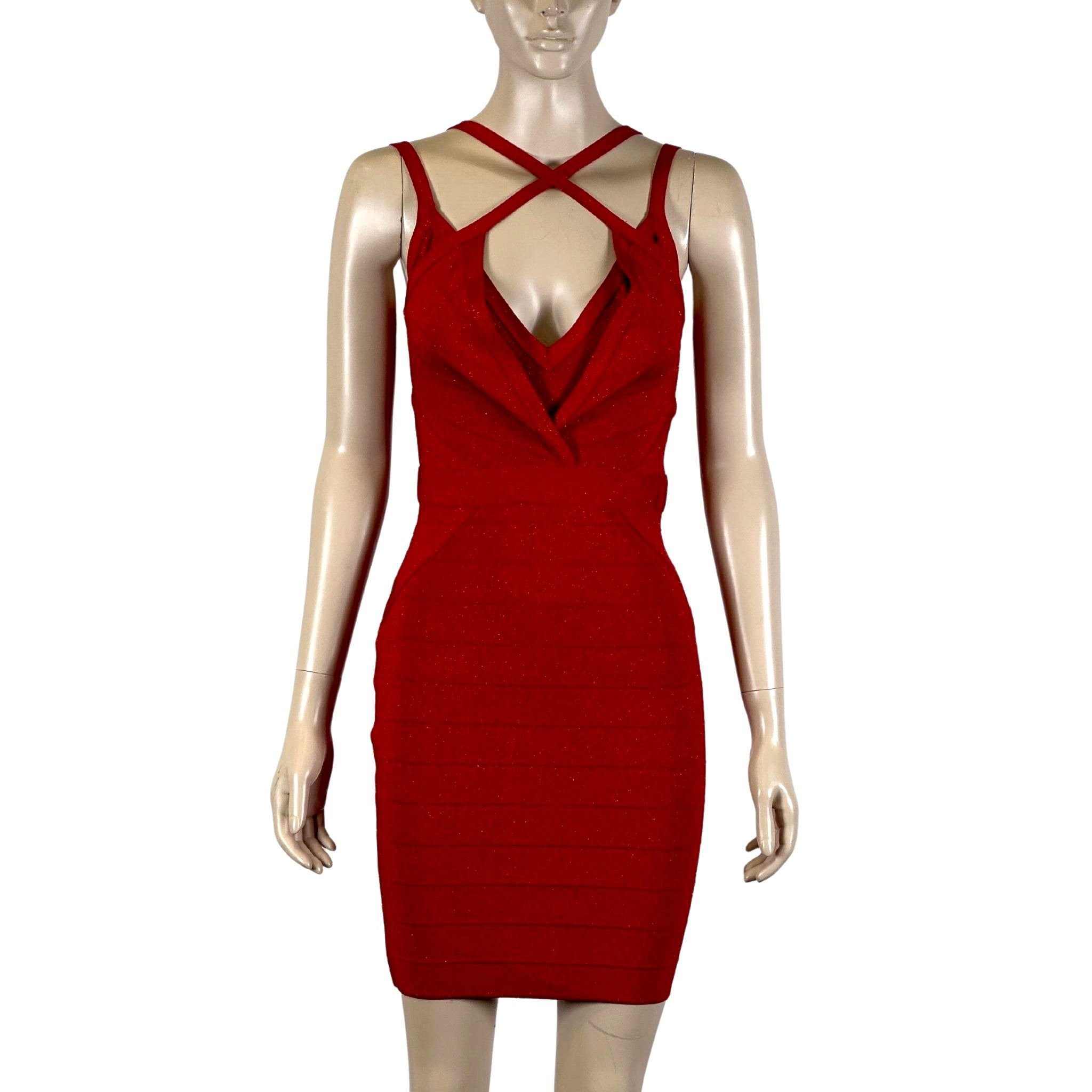 Guess Red Glitter Bandage Dress Size M Good Sammy Online Store