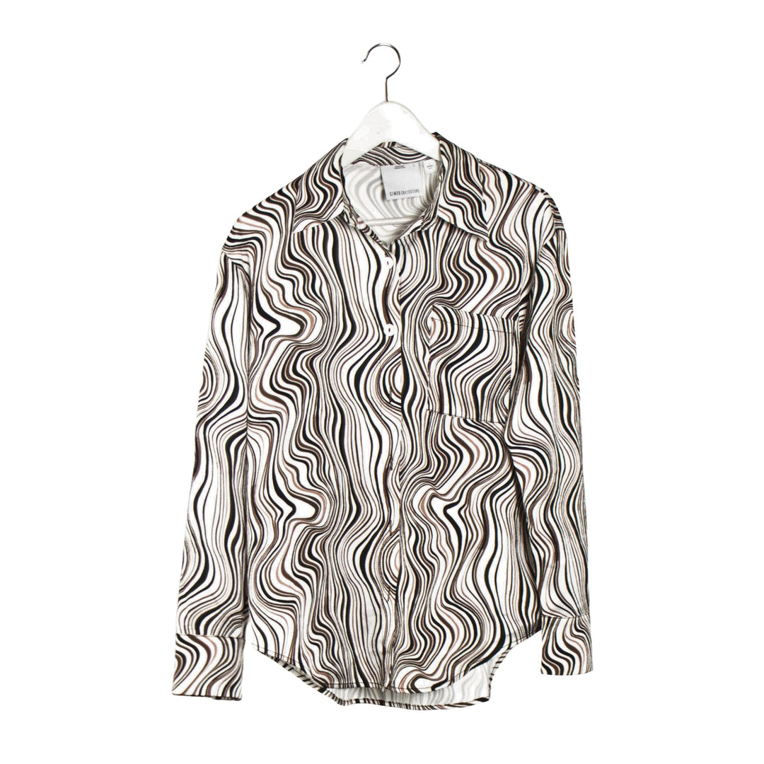 C/MEO Collective White/Brown Swirl Print Blouse