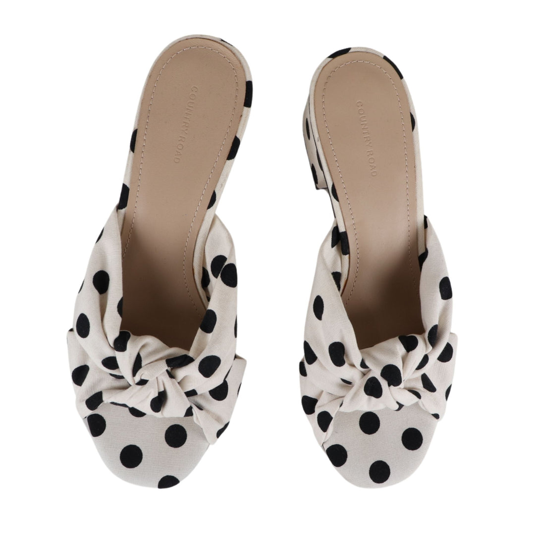 Country Road Black/White Dotted Heel Shoes
