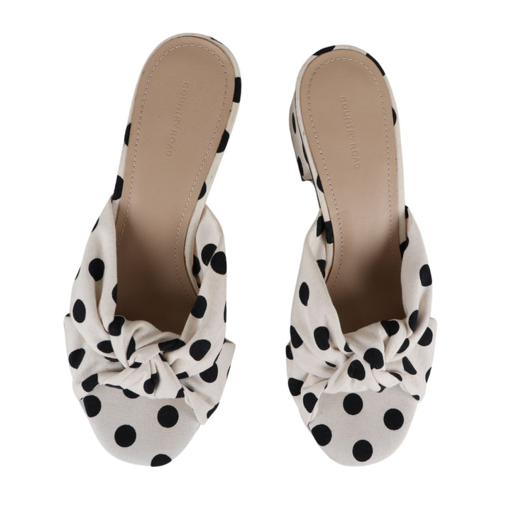 Country Road Black/White Dotted Heel Shoes