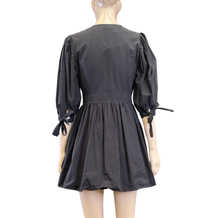 Showpo Black Puff Sleeve Mini Dress