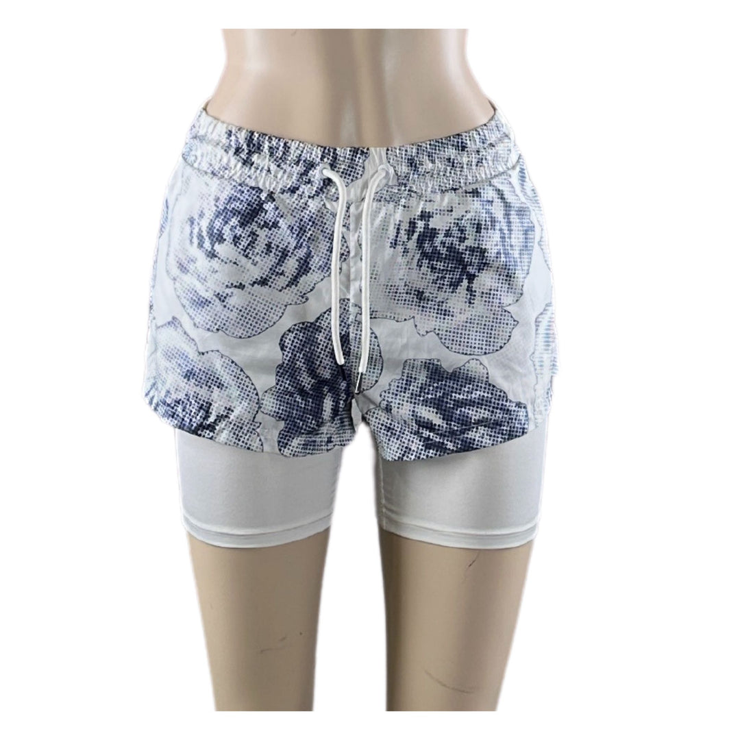 Adidas x Stella McCartney White/Blue Floral Shorts