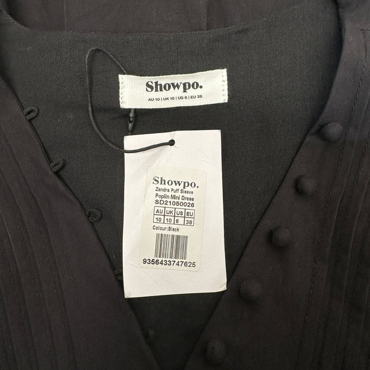 Showpo Black Puff Sleeve Mini Dress