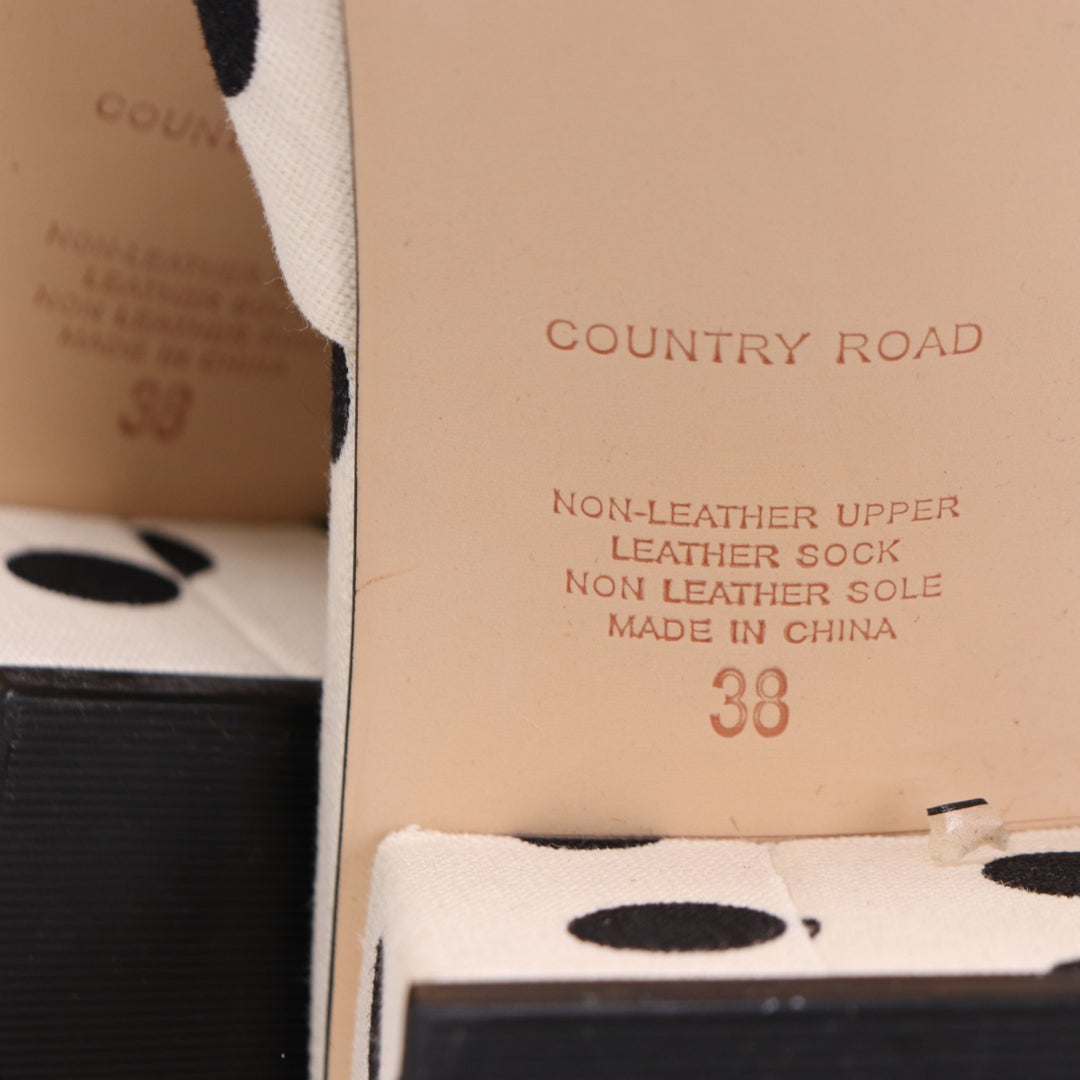 Country Road Black/White Dotted Heel Shoes