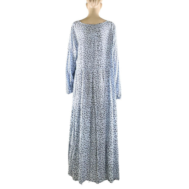 Cartel & Willow Light Blue Leopard Print Long Dress