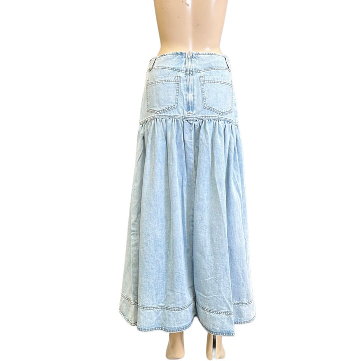 Country Denim Light Blue Maxi Skirt