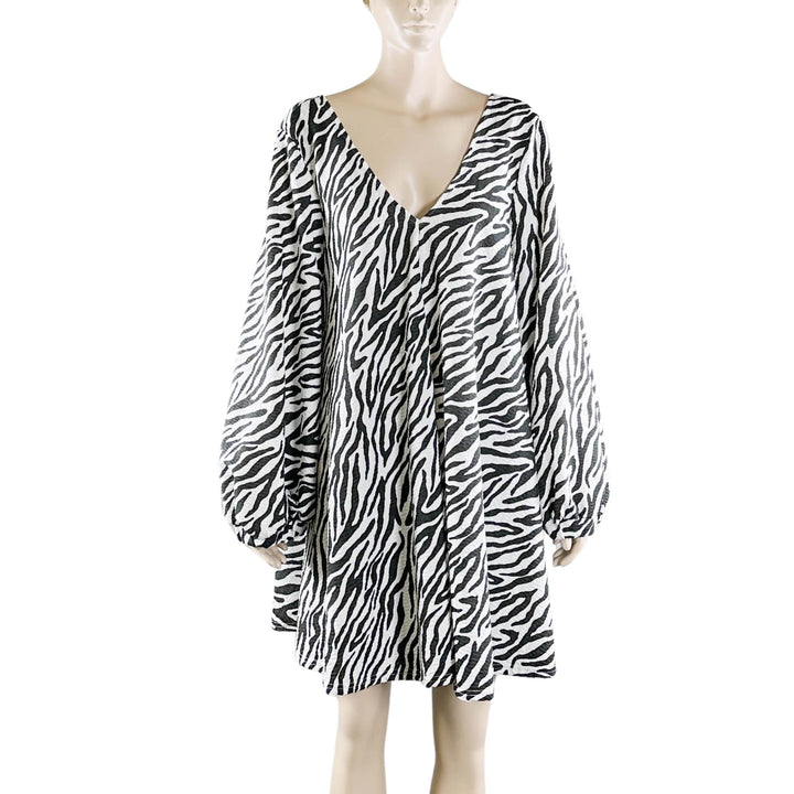 Asos Design Zebra Print Deep V-Neck Dress