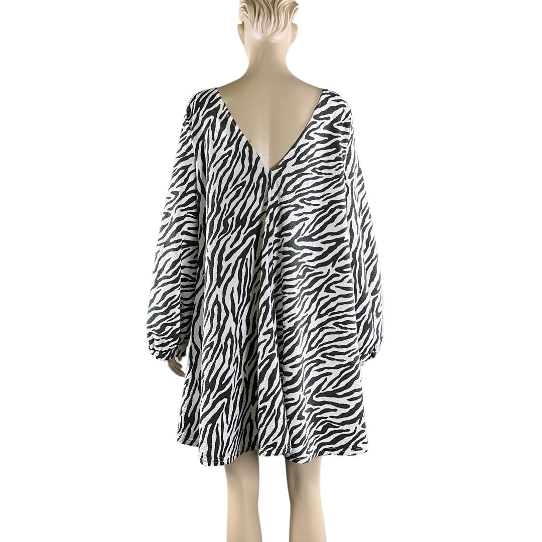 Asos Design Zebra Print Deep V-Neck Dress