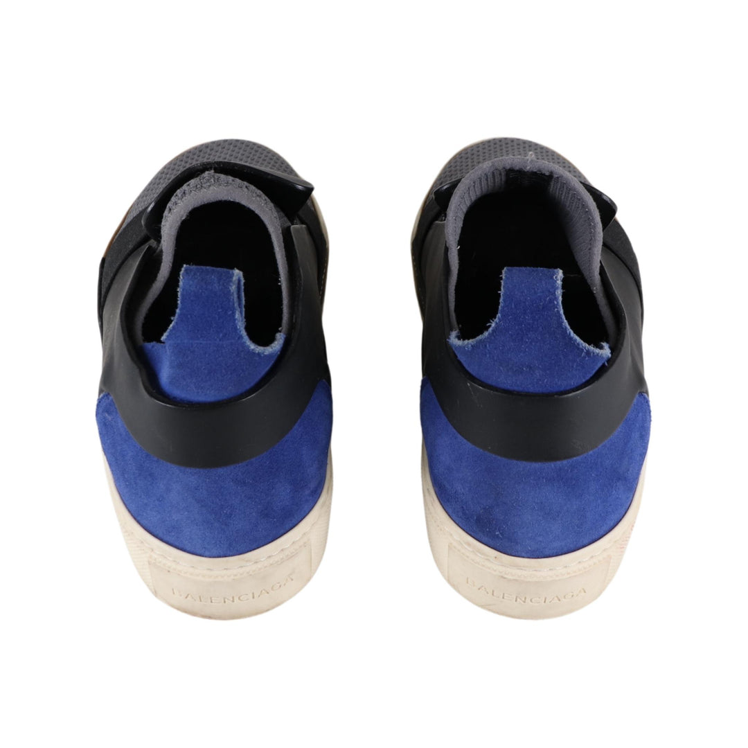 Balenciaga Black/Blue/Grey Leather/Mesh Slip-on Shoes