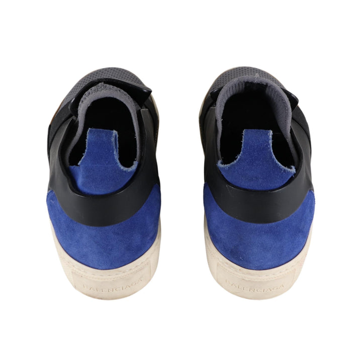 Balenciaga Black/Blue/Grey Leather/Mesh Slip-on Shoes