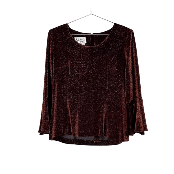 Silver Star Brown Glitter Top - Size 16