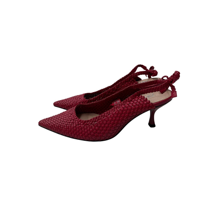 Zara Red Woven Slingback Heels