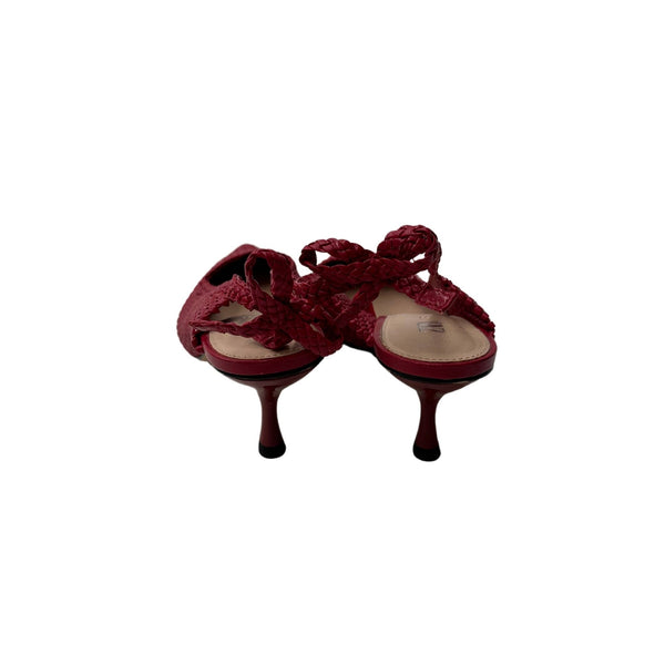 Zara Red Woven Slingback Heels