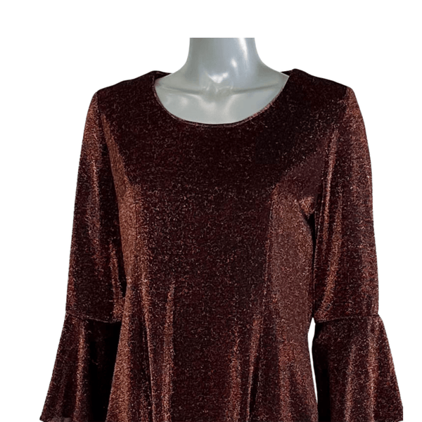 Silver Star Brown Glitter Top - Size 16