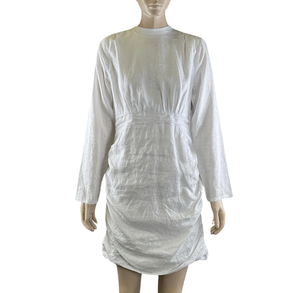 DISSH White Long Sleeve Linen Dress