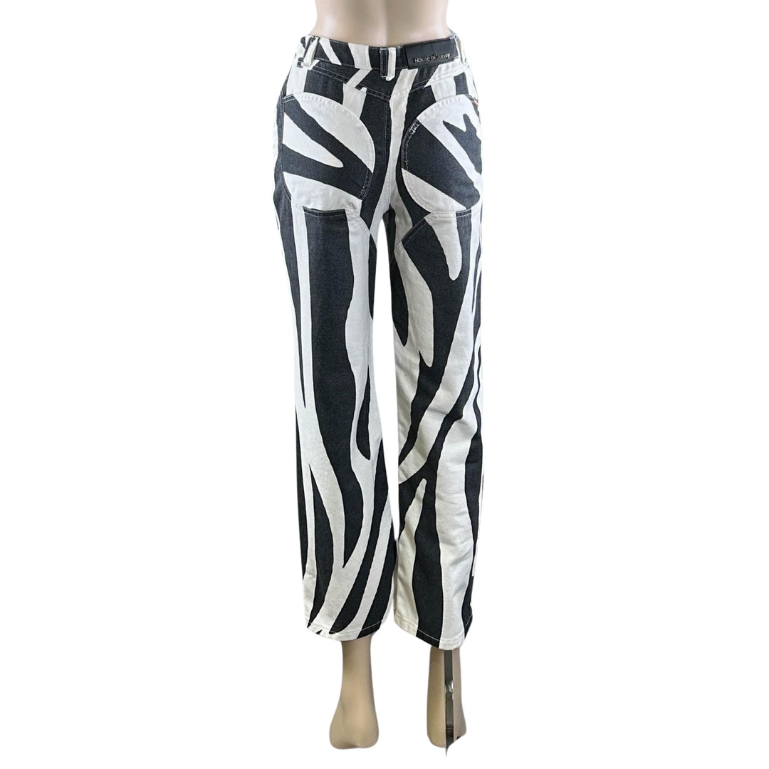 House Of Sunny Zebra Print Denim Jeans